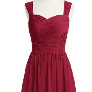 Azazie wine red ruched-top bridesmaid dress (worn once, then dry cleaned)